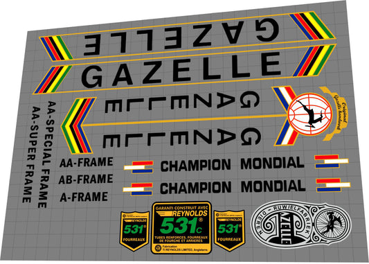 GAZELLE Champion Mondial (1970s) Frame Decal Set