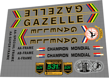 GAZELLE Champion Mondial (1970s) Frame Decal Set