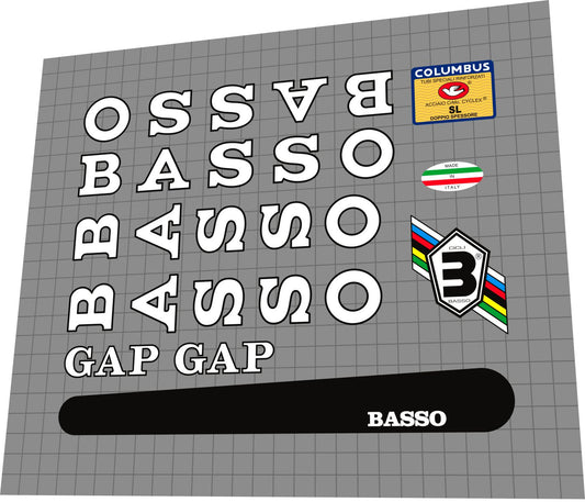 BASSO Gap (1992) Frame Decal Set - Bike Decal Replace