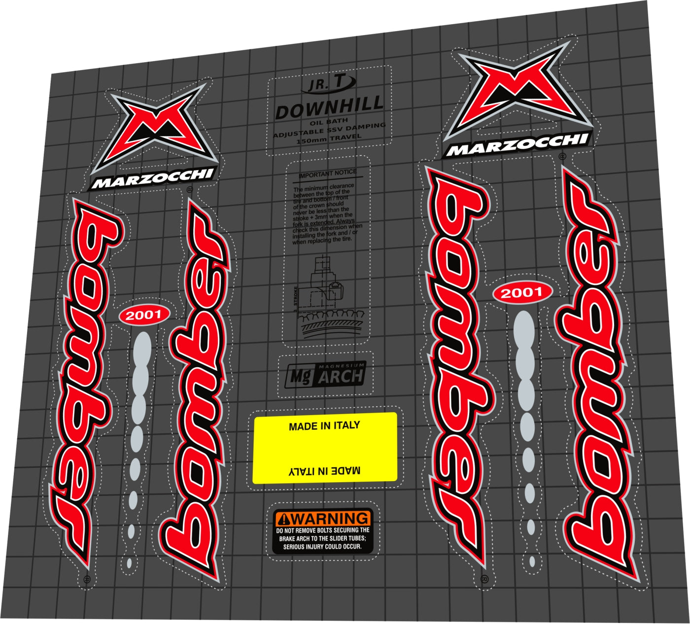 MARZOCCHI Bomber Junior T (2001) Fork Decal Set
