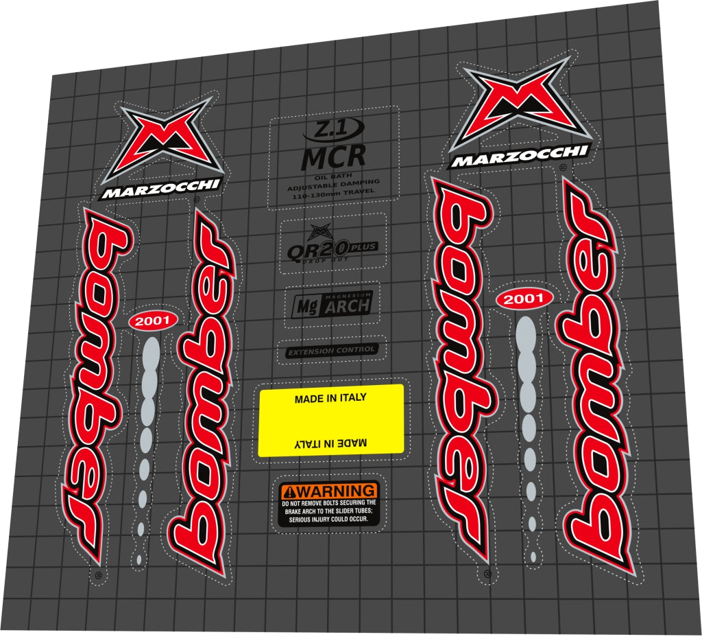 MARZOCCHI Bomber (2001) MCR Z1 Fork Decal Set - Bike Decal Replace