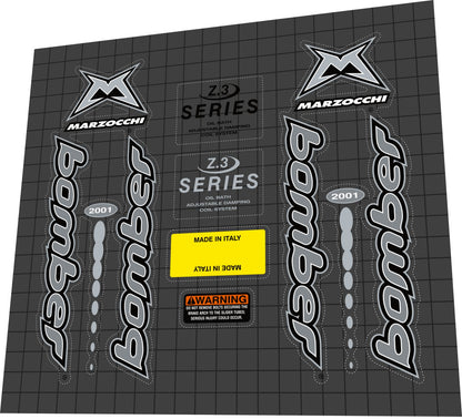 MARZOCCHI Bomber (2001) Series Z3 Fork Decal Set - Bike Decal Replace