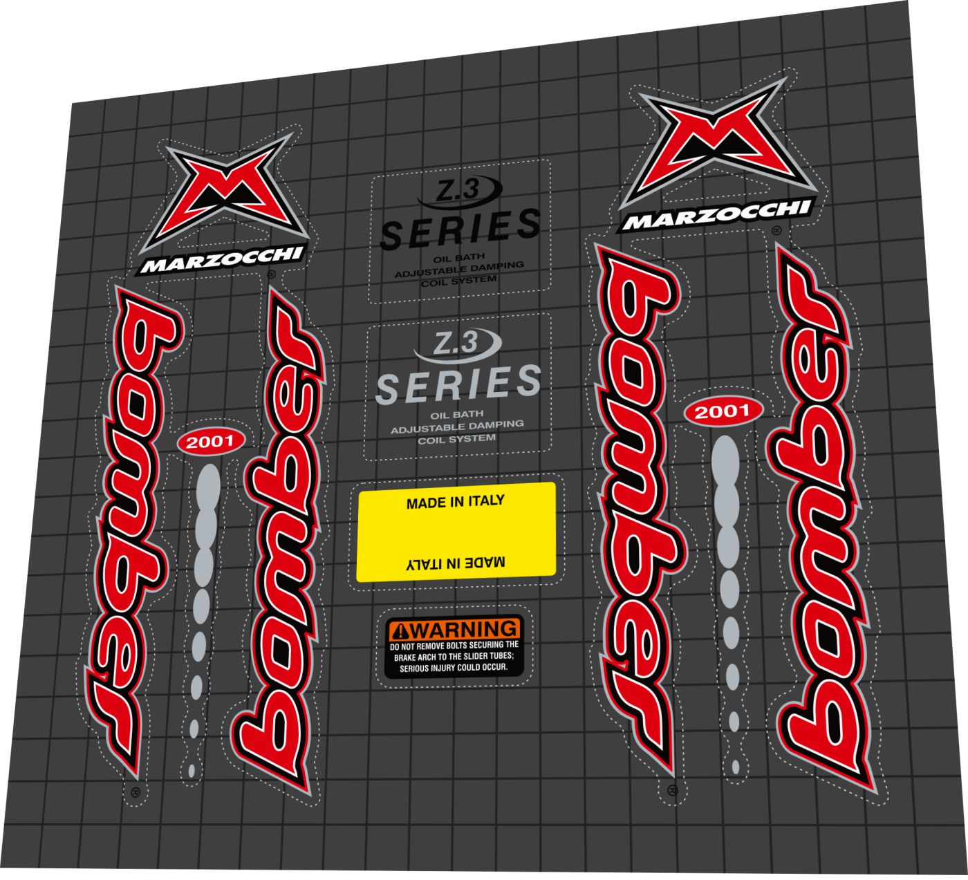 MARZOCCHI Bomber 2001 Series Z3 Fork Decal Set