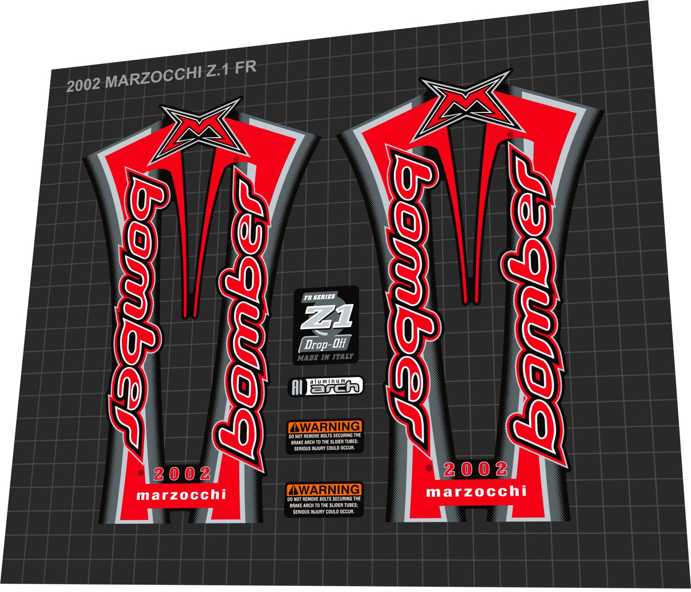 MARZOCCHI Bomber (2002) Drop-Off Z1 Fork Decal Set