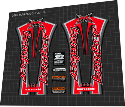 MARZOCCHI Bomber (2002) Drop Off Z1 Fork Decal Set - Bike Decal Replace