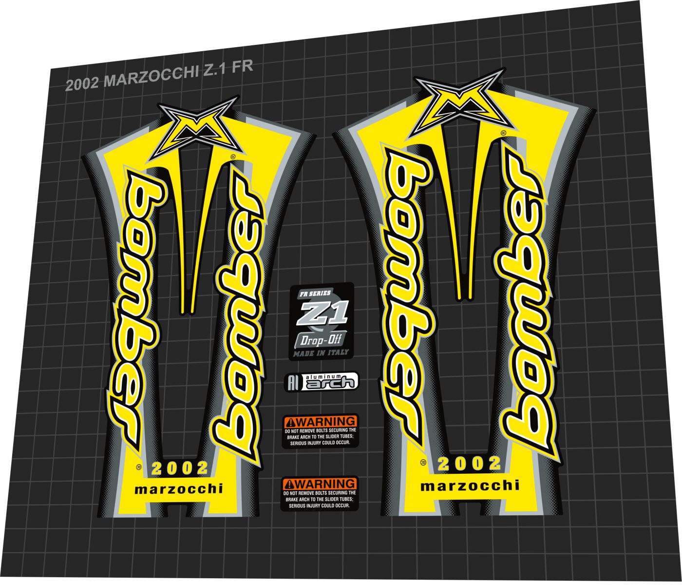 MARZOCCHI Bomber (2002) Drop-Off Z1 Fork Decal Set