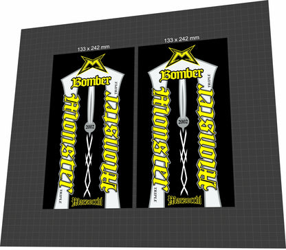 MARZOCCHI Bomber (2002) Monster Triple Fork Decal Set - Bike Decal Replace