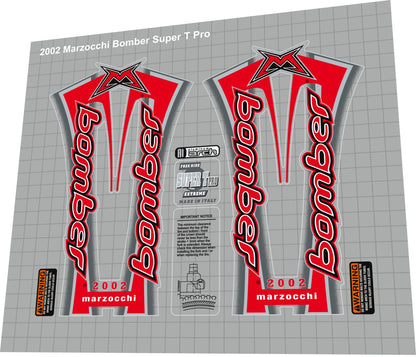 MARZOCCHI Bomber (2002) Super T Pro Fork Decal Set - Bike Decal Replace