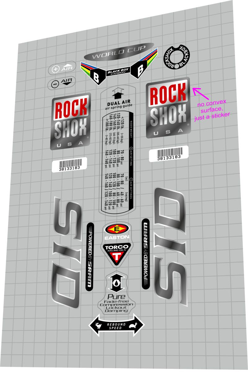 ROCKSHOX SID (2004) World Cup Fork Decal Set - Bike Decal Replace