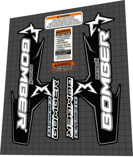 MARZOCCHI Bomber (2005) Freeride 3 Z1 Fork Decal Set - Bike Decal Replace