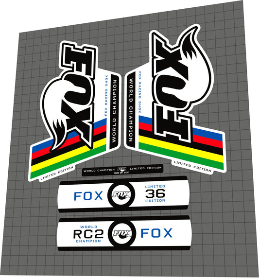 FOX RC2 (2008) 36 World Championship Fork Decal Set - Bike Decal Replace