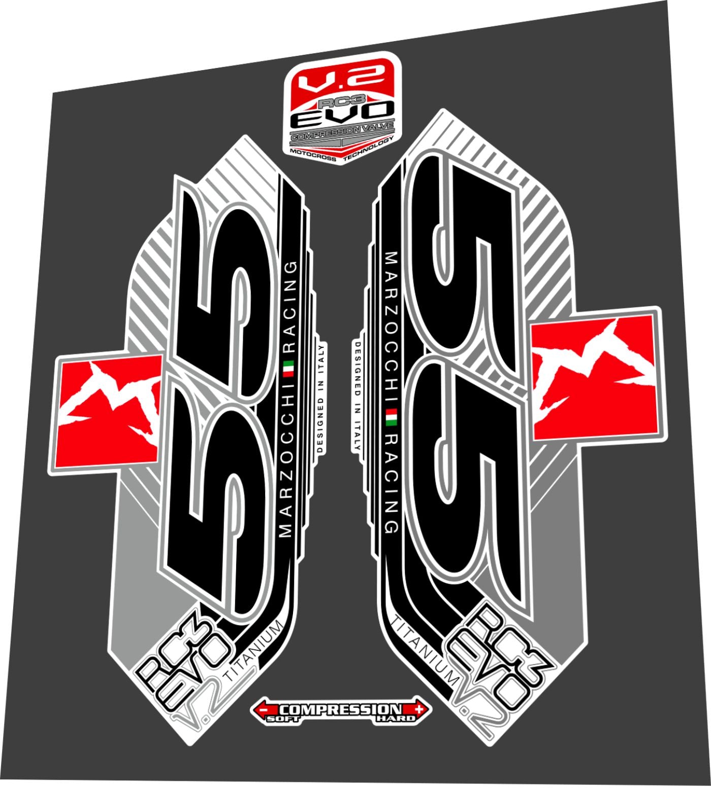 MARZOCCHI 55 (2013) RC3 EVO Titanium V.2 Fork Decal Set