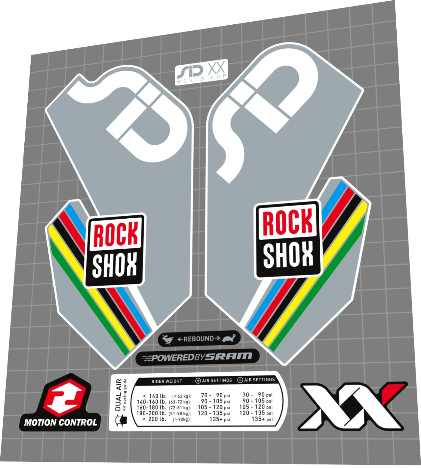 ROCKSHOX SID (2013) XX World Cup Fork Decal Set - Bike Decal Replace