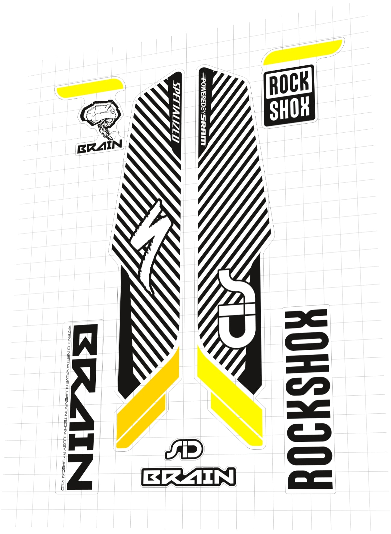 ROCKSHOX SID (2015) Brain Fork Decal Set - Bike Decal Replace