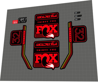 FOX Factory (2016) 32 Fork Decal Set - Bike Decal Replace