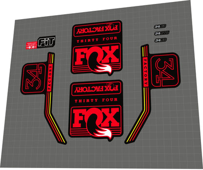 FOX Factory (2016) 34 Fork Decal Set - Bike Decal Replace
