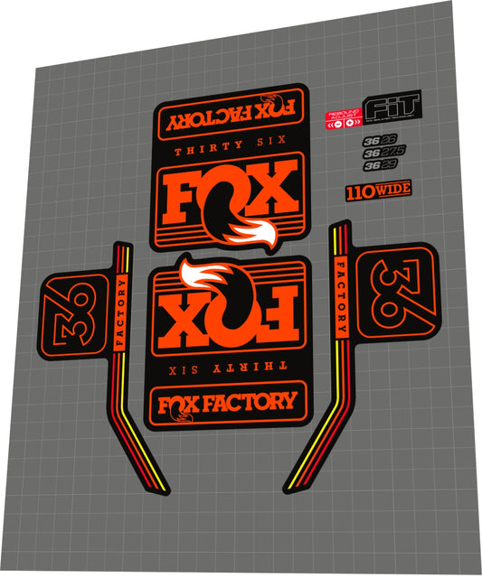 FOX Factory (2016) 36 Fork Decal Set - Bike Decal Replace