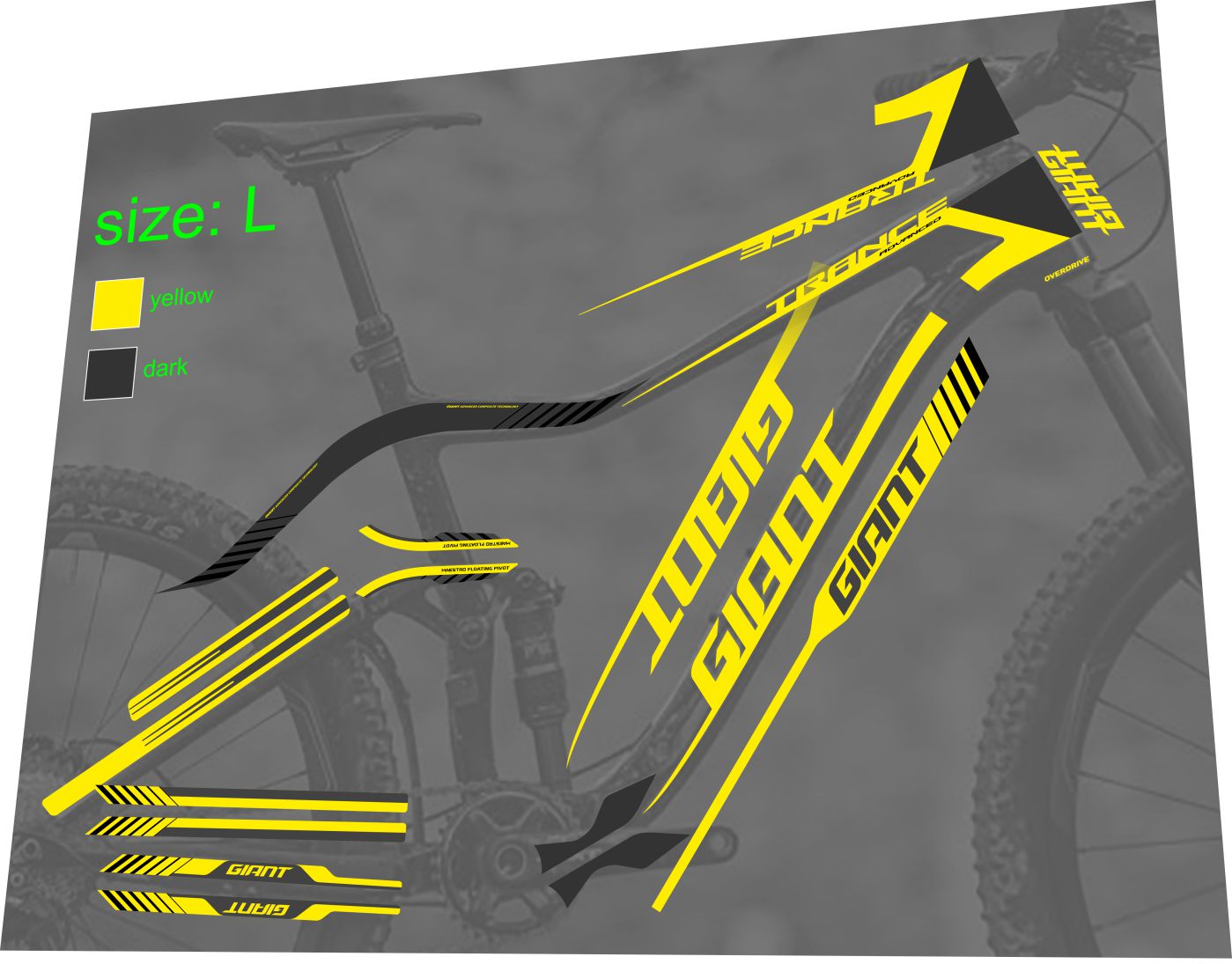 giant decals bicycle GIANT Trance Advanced (2017-2019) Frame Decal Set