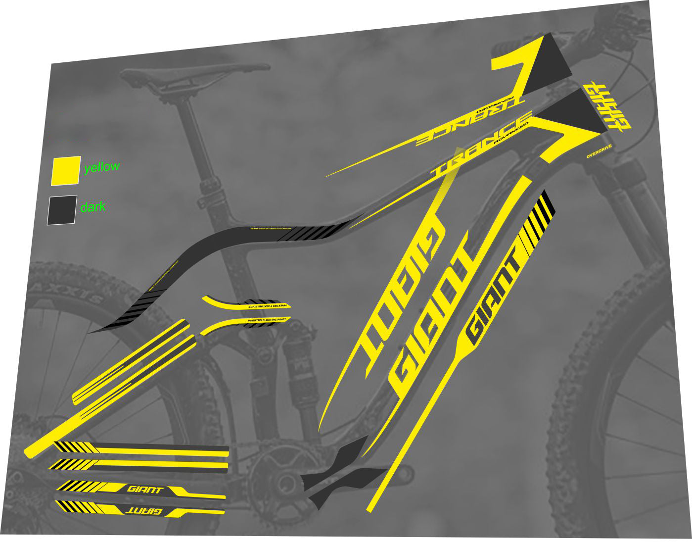 GIANT Trance (2017-2019) Advanced Frame Decal Set - Bike Decal Replace