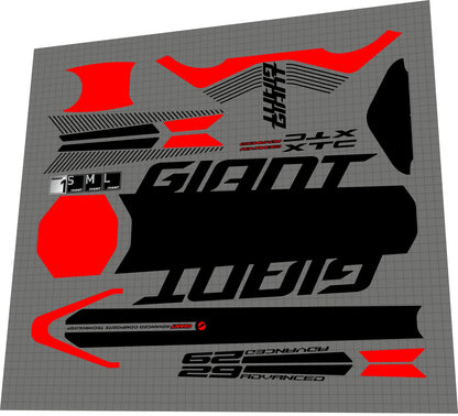 GIANT XTC (2016) Advanced 29 Frame Decal Set - Bike Decal Replace