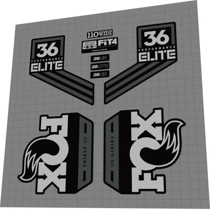 FOX Performance Elite (2017) 36 Fork Decal Set - Bike Decal Replace