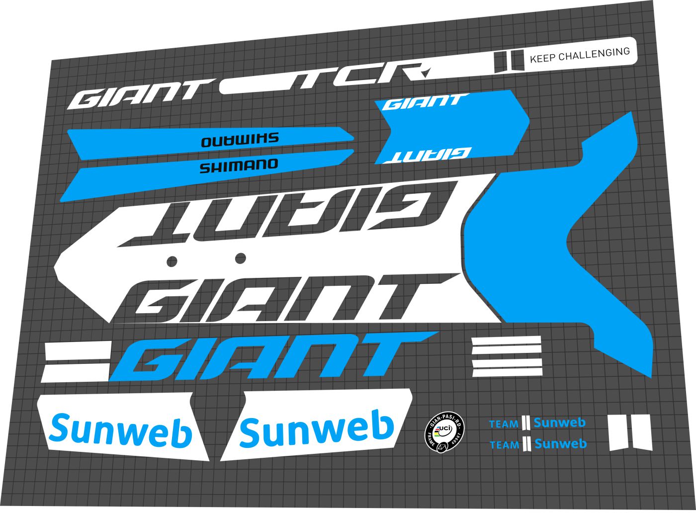 GIANT TCR (2018-2019) Advanced Pro Team Frame Decal Set - Bike Decal Replace