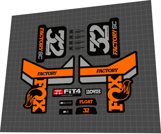 FOX Factory (2018) 32 Fork Decal Set - Bike Decal Replace