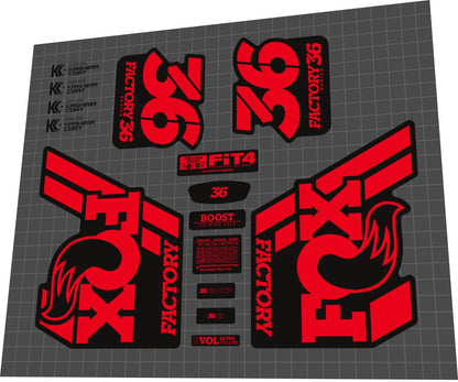 FOX Factory (2018) 36 Fork Decal Set - Bike Decal Replace