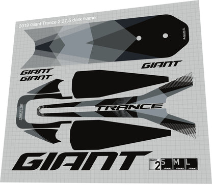 GIANT Trance (2017-2019) 27.5 Frame Decal Set - Bike Decal Replace